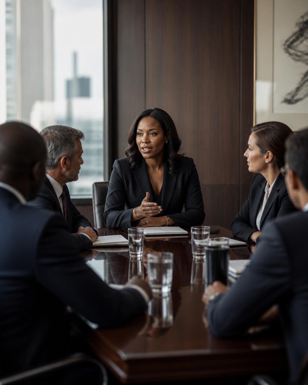 Senior leaders in a powerful executive roundtable meeting